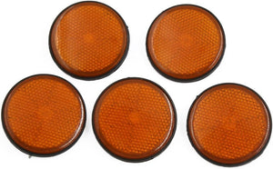 5 Pcs Orange Black Round Shape Reflective Reflector for Motorcycle