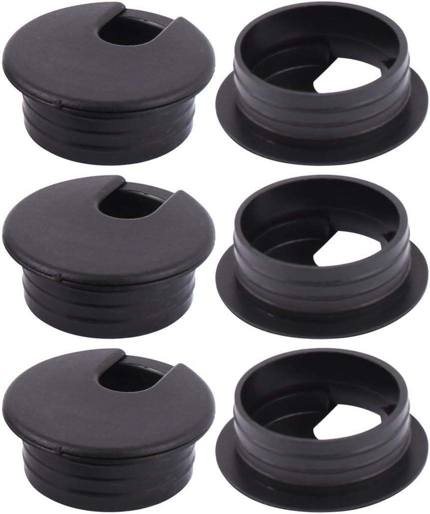 1.4 Inch Desk Grommet Black(6 Pack), Wire Cable Hole Cover Plastic Wire Grommet for Office PC Computer Desk Cord Management