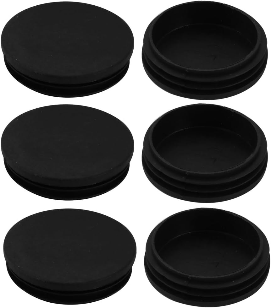 6pcs 70mm Diameter Tube Insert Chair Leg Cap Round Black Plastic Tubing Plug