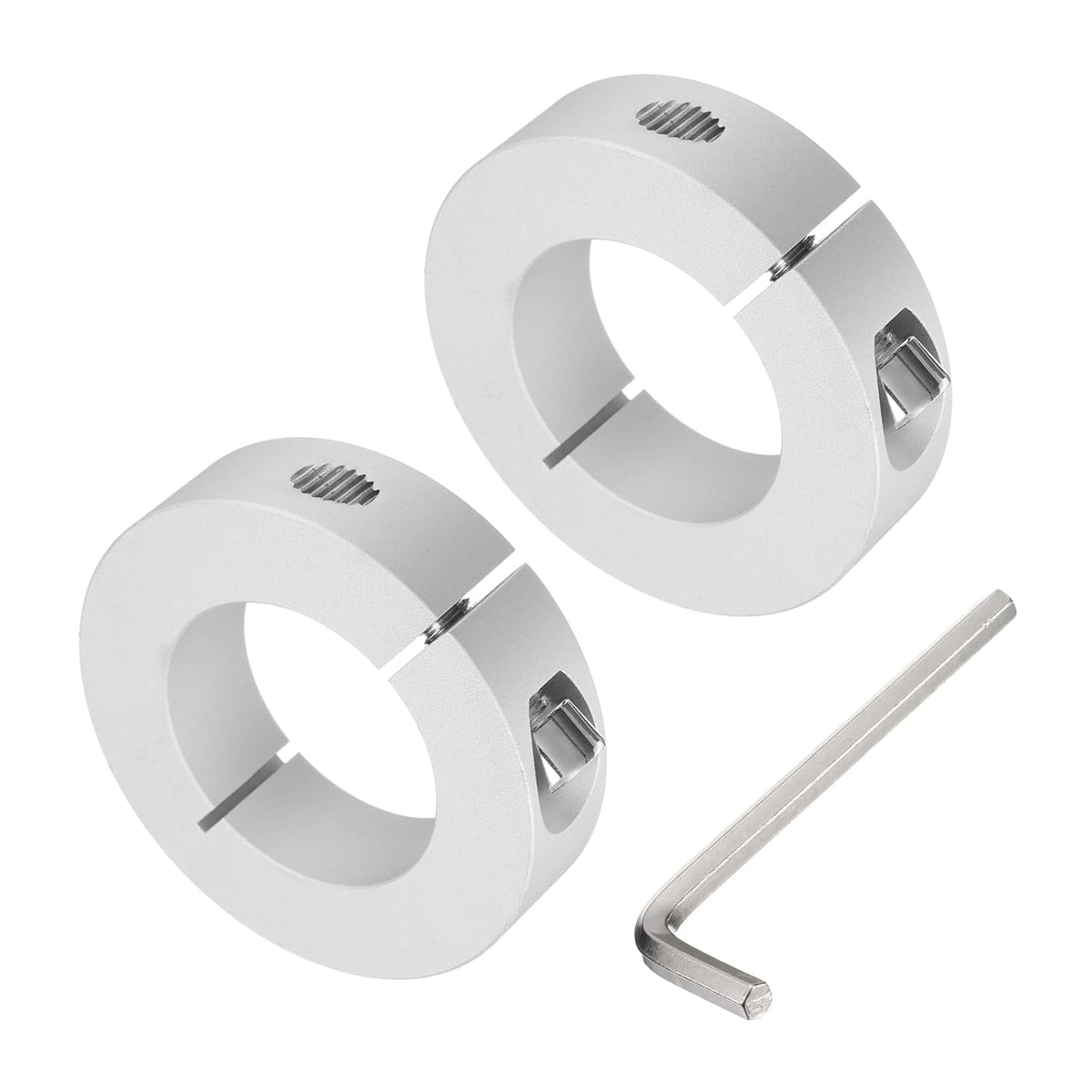 Single Split Shaft Collar Set for 50mm Shaft, One-Piece 2pcs Clamping Collars 85mm OD, 22mm Thickness, Aluminum Alloy Clamp-On Collar with M10 Set Screws and a Wrench