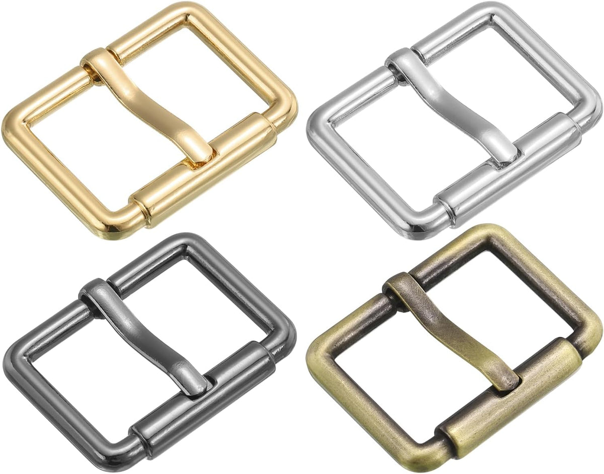 LinkMejor Metal Roller Buckles, Glides Slider Movable Bar Strap Adjuster Rectangle Keeper for Bags Leather