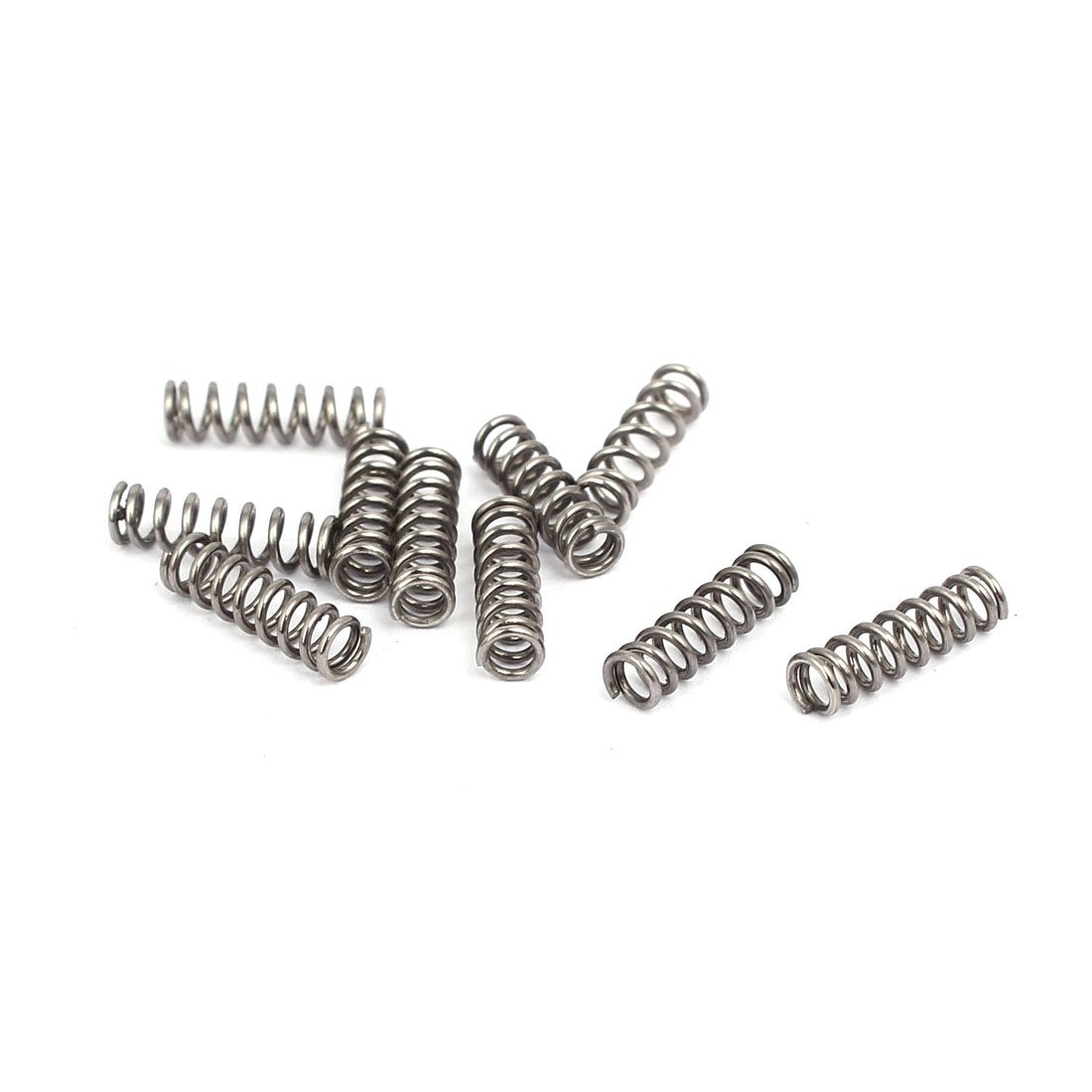 Compression Spring,304 Stainless Steel,3mm OD,0.5mm Wire Size,10mm Free Length,Silver Tone,10Pcs