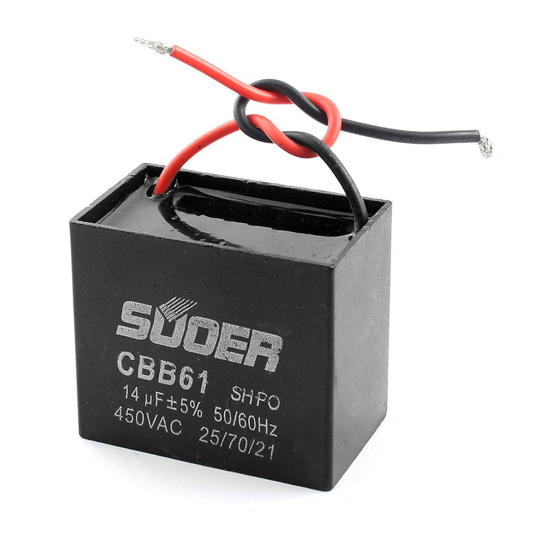 a14101000ux0653 AC 450V 14uF 5% Tolerance Polypropylene Film Motor Run Capacitor Black