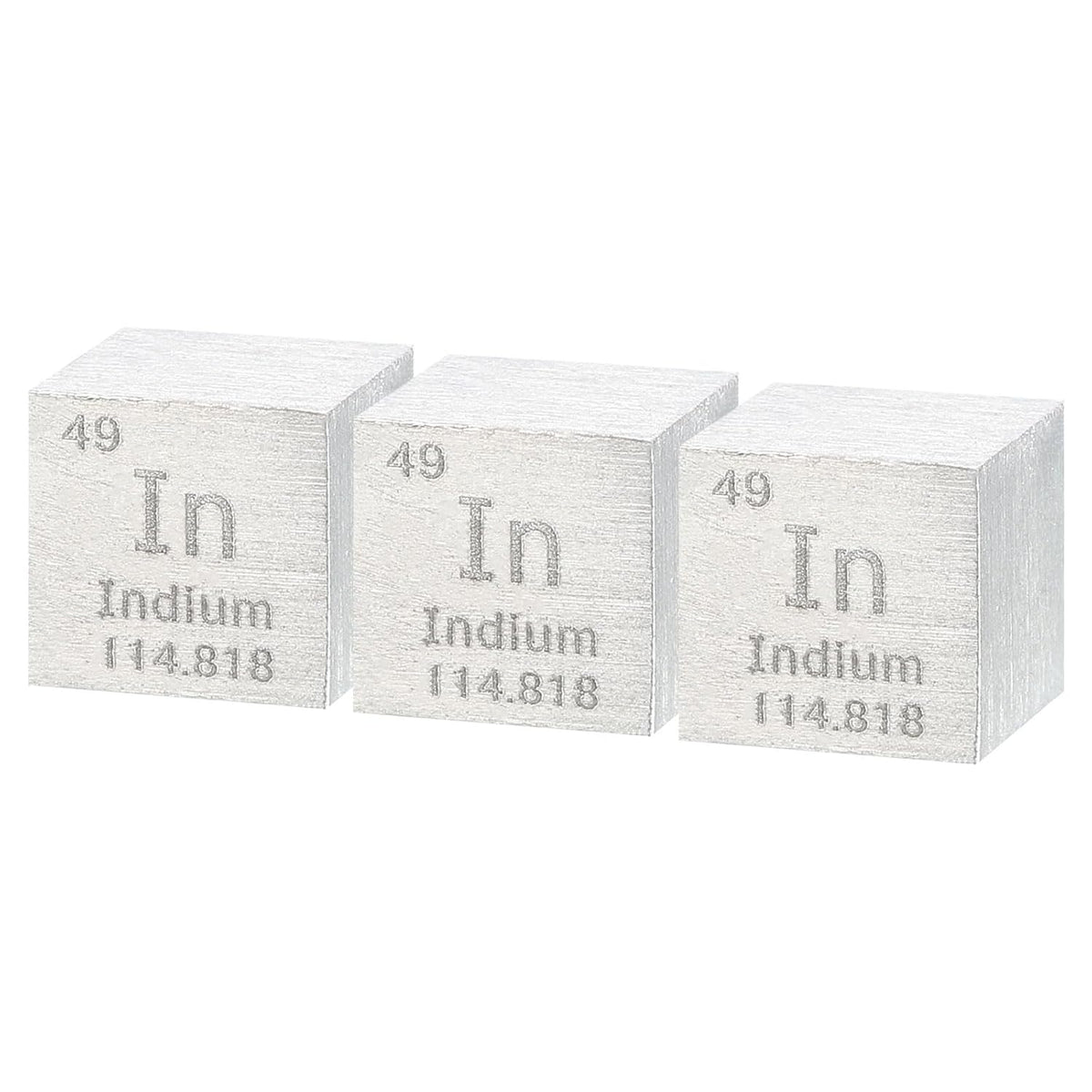 3 Pcs Indium Cube, 0.39 Inch High Density Metal Element Cube for Chemical Elements Collection, Science Education Experiment Application, Silver