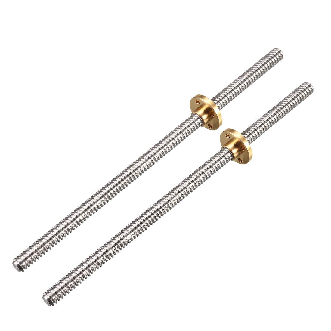 200mm Length T8 8mm Dia Stainless Steel Lead Screw Rod with Copper Nut for 3D Printer Z Axis (2pcs)