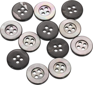 12 Pcs Natural Shell Buttons, 4 Hole Mother of Pearl Buttons 12mm Sewing Craft Button for Shirt Sewing DIY Crafts Decoration, Colorful Black
