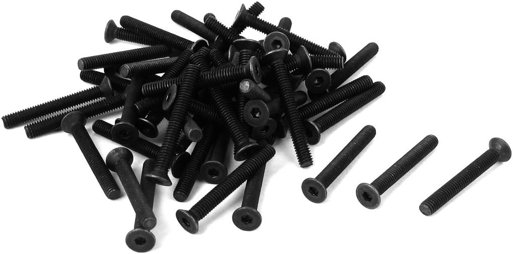 M2.5x20mm 10.9 Carbon Steel Countersunk Head Hex Socket Screw 40pcs