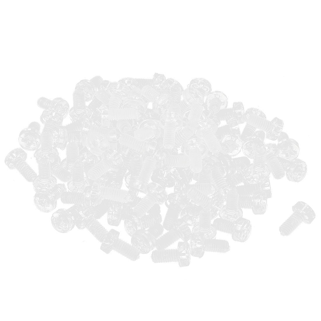 M3 x 6mm Plastic Phillips Cross Head Machine Screws Clear 100pcs