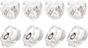 8Pcs Silicone Earring Backs, Soft Clear Earring Stoppers Replacement Heart Shape Earring Backs for Studs Fish Hook Earrings, 3.8mm Silver