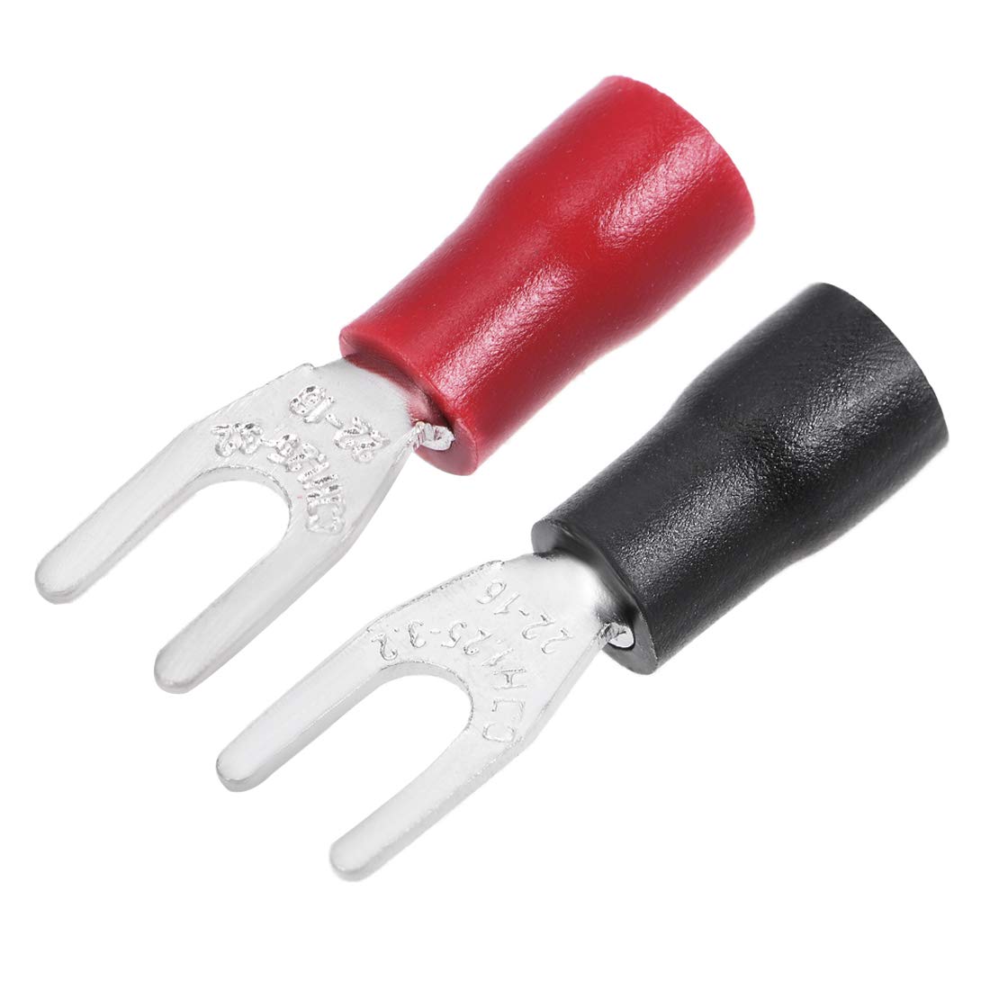 300Pcs SV1.25-3.2 Insulated Fork Spade U-Type Wire Connector Electrical Crimp Terminal 22-16AWG Red/Black