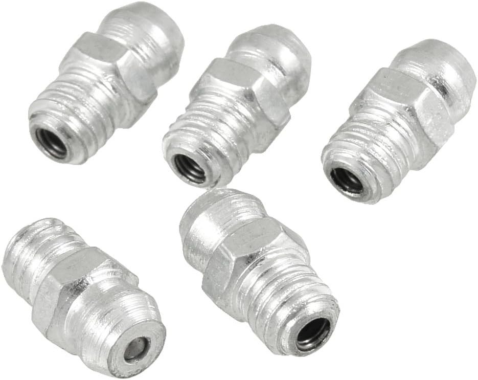 M6x1 Male Thread Straight Metal Grease Nipple Zerk Nozzle 5 Pcs