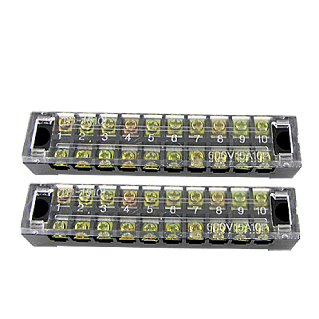 LinkMejor a10091500ux0009 2 Piece Cover Screw Terminal Strip 600V 15A Barrier Block, 10 Position