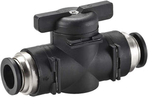 Pneumatic Ball Valve, Push to Connect Shut off Valve, 12mm Inner Diameter, for Air Flow Control, Plastic Zinc Alloy Black
