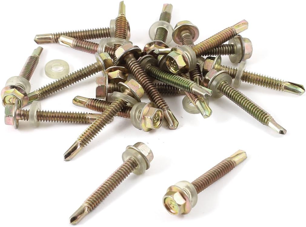 Metal Hex Head Self Tapping Bolt Fastener Screw 5mm x 27mm 20 Pcs