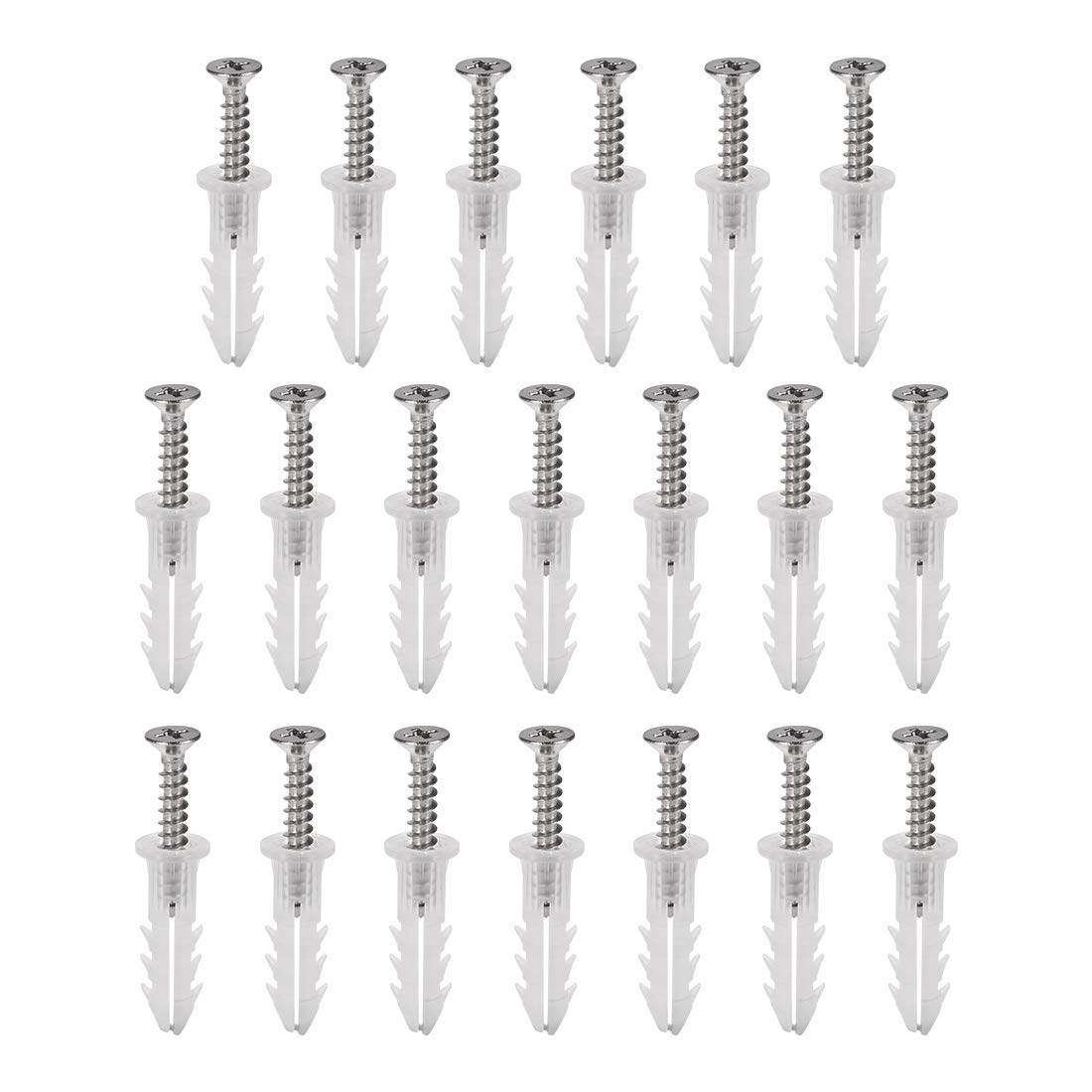 6x26mm Plastic Expansion Tube for Drywall with Screws, Translucent 20pcs