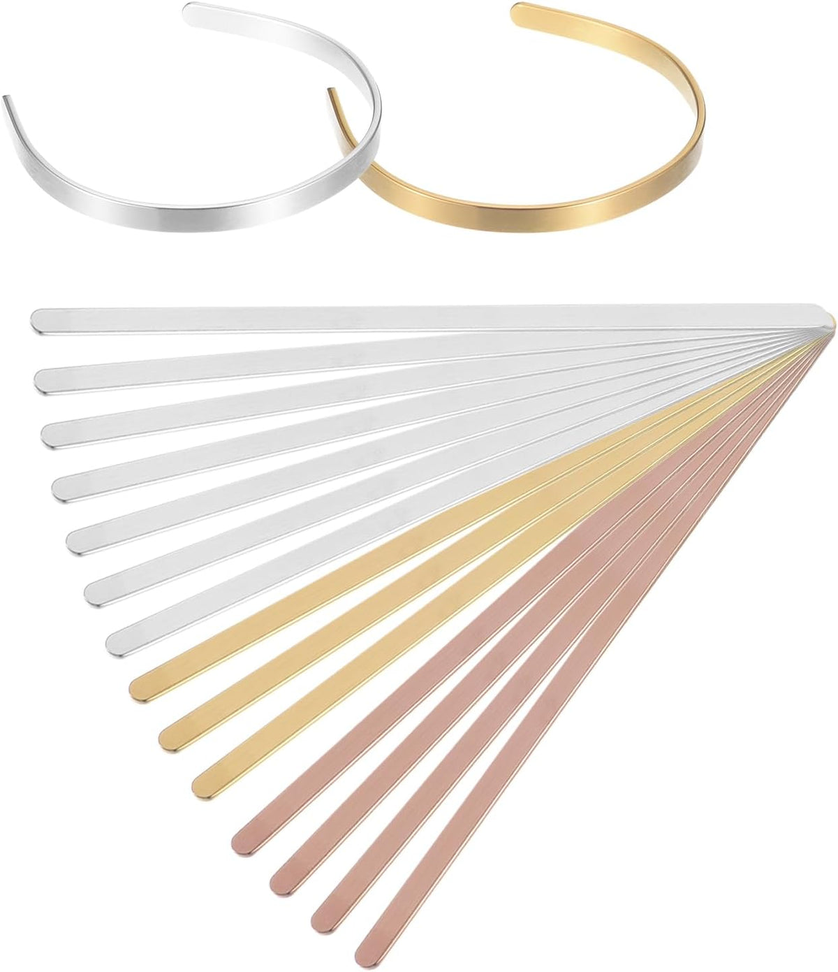 Bracelet Blanks - 1/4 x 6inch, 16 Pcs Bangle & Cuff Blanks in Stainless Steel for DIY Bracelet Jewelry Making, 3 Colors