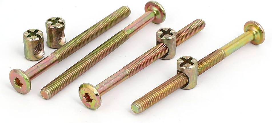 M6x80mm 57mm Long Thread Hex Socket Pan Head Screws Bolts Barrel Nuts 4 Sets