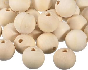 40Pcs 35mm Natural Wood Spacer Beads, 10mm Large Hole Unfinished Round Wooden Beads for DIY Crafting, Jewelry Making Bracelets