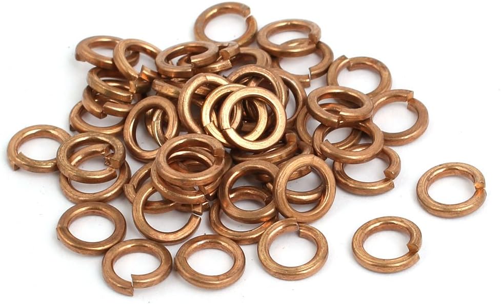 50pcs 5mm Inner Dia Brass Split Lock Spring Washer Ring Gasket Copper Tone