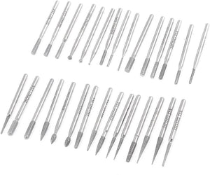 30 in 1 3mm Dia Shank Diamond Point Grinding Drill Bits w Case
