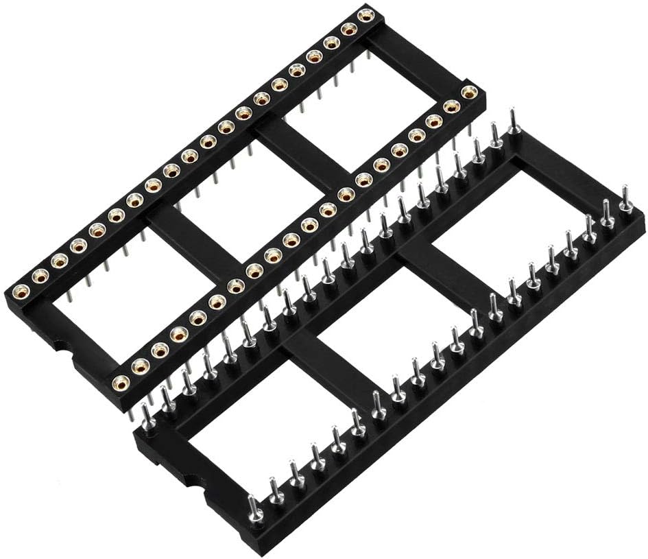 6pcs DIP IC Chip Socket Adaptor 2.54mm Pitch 15.2mm Row Pitch 2 Row 40 Round Pins Soldering