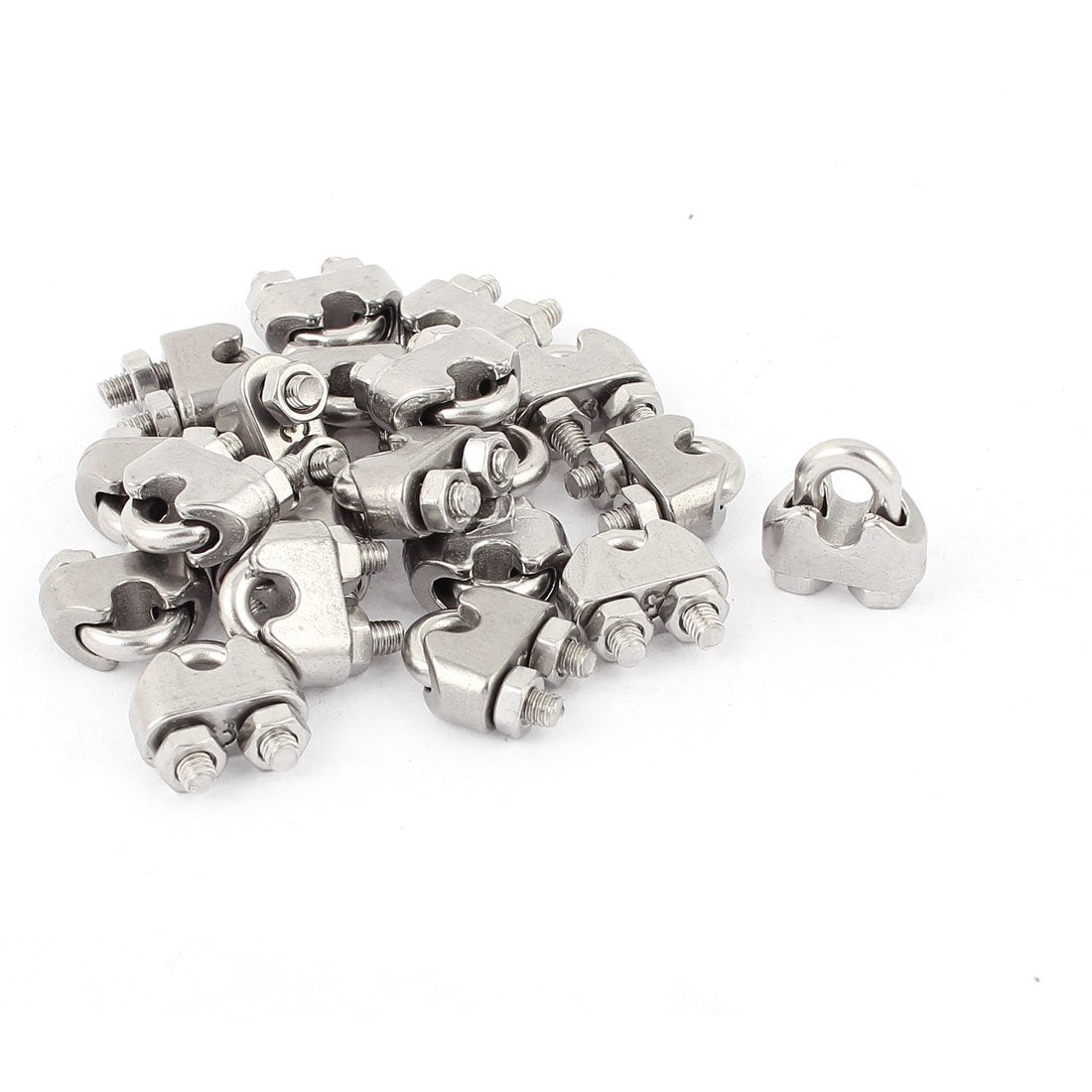 3mm 1/8 Inch Stainless Steel Wire Rope Cable Clamp Clips 20 Pcs