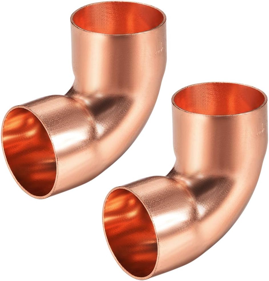 28.58mm ID 90 Degree Copper Elbow Short-Turn Copper Pipe Fitting Connector for Plumbing 1mm Thick 2pcs