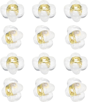 16Pcs Silicone Earring Backs, Soft Clear Earring Stoppers Replacement Flower Shape Earring Backs for Studs Fish Hook Earrings, 4mm Gold