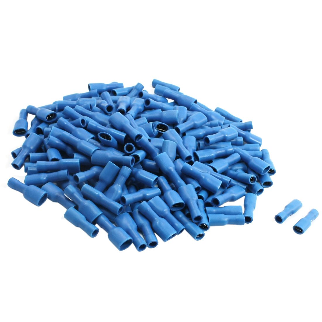 Plastic Insulated Female Spade Crimp Terminal with 200 Piece, 16-14 AWG, 15 Amp, Blue