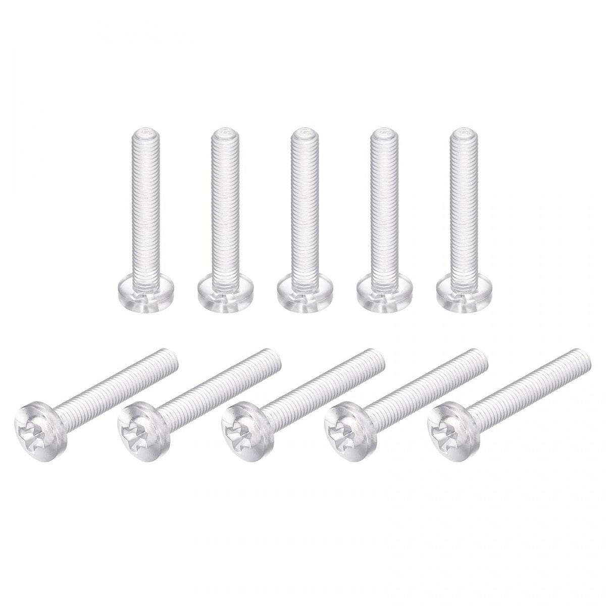 M8x50mm Plastic Phillips Bolts 10pcs PC Pan Head Machine Screws Transparent