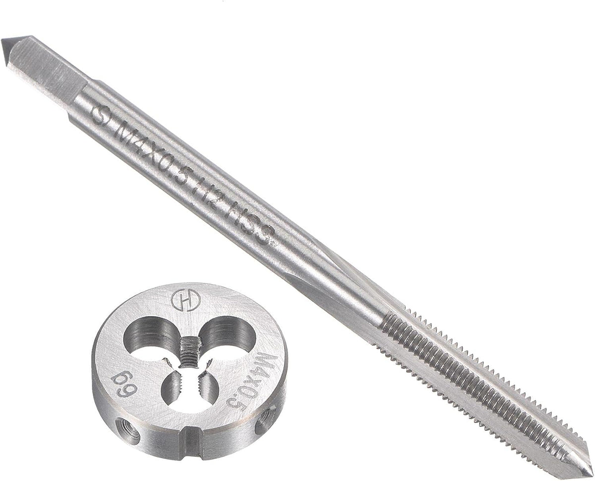 M4 x 0.5mm Metric Tap and Die Set, Machine Thread Screw Tap with Round Threading Die, Tap & Die Kit for Nut Screw Bolt Thread Repair