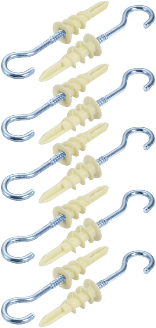 10Pcs Self Drilling Drywall Anchor 14mm Inner Dia Zinc Plated Eye Screw Hook Assortment