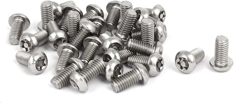 M6x12mm 304 Stainless Steel Button Head Torx Security Tamper Proof Screws 30pcs