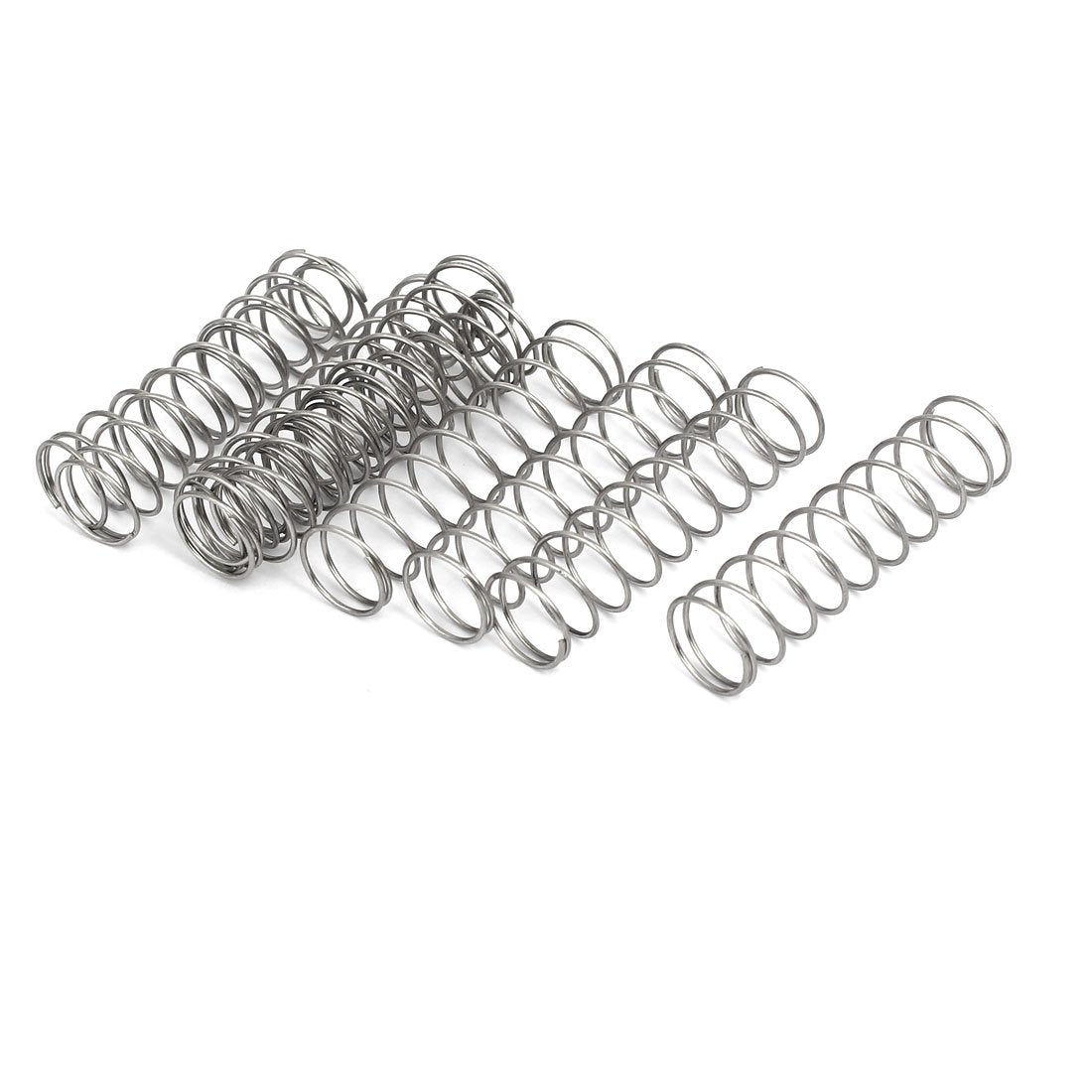 Compression Spring,304 Stainless Steel,13mm OD,0.8mm Wire Size,50mm Free Length,Silver Tone,10Pcs