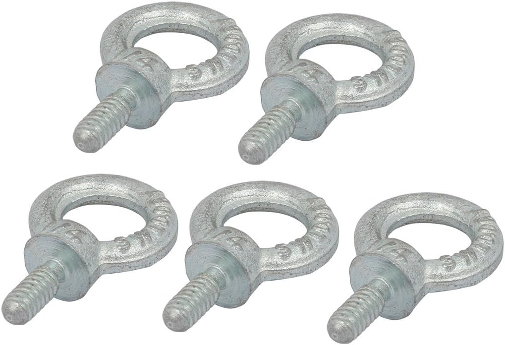 Lifting Eye Bolt 1/4" Male Thread C15 Carbon Steel for Hanging, Pack of 5