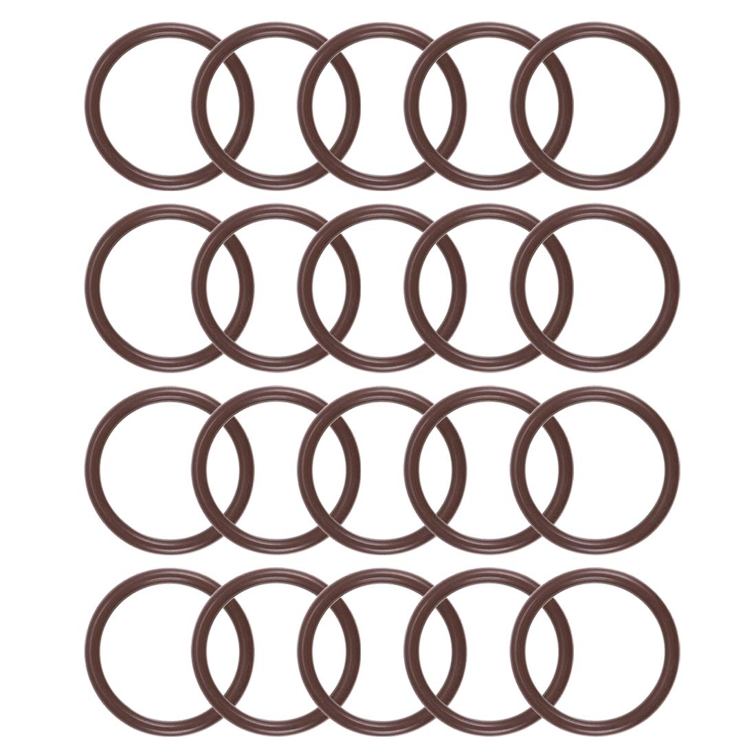 Fluorine Rubber O-Rings 15mm OD 12mm ID 1.5mm Width, Metric FKM Sealing Gasket, Pack of 20