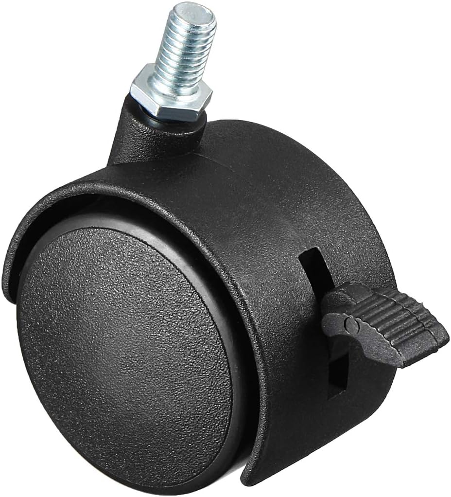 2 Inch Swivel Caster Wheels Nylon 360 Degree Threaded Stem Caster Wheel with Brake, M8 x 15mm, 39lb Capacity