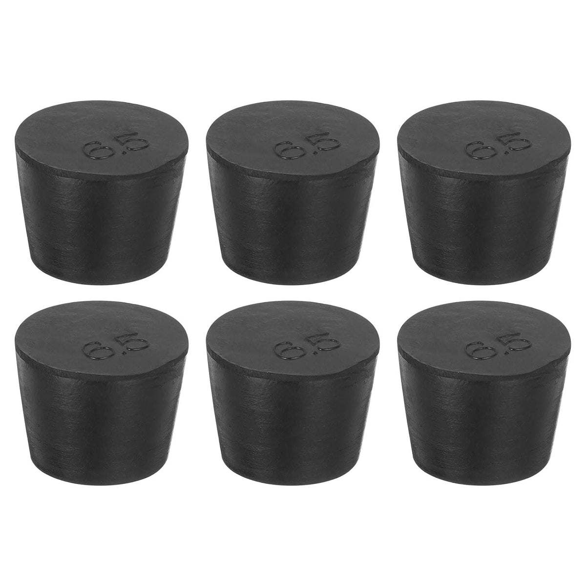 6 Pcs Solid Rubber Stopper, Tapered Lab Seal Tube Stopper Plug for Test Tube Flasks Glass Containers Industry and Laboratories, 34x27x25mm Black