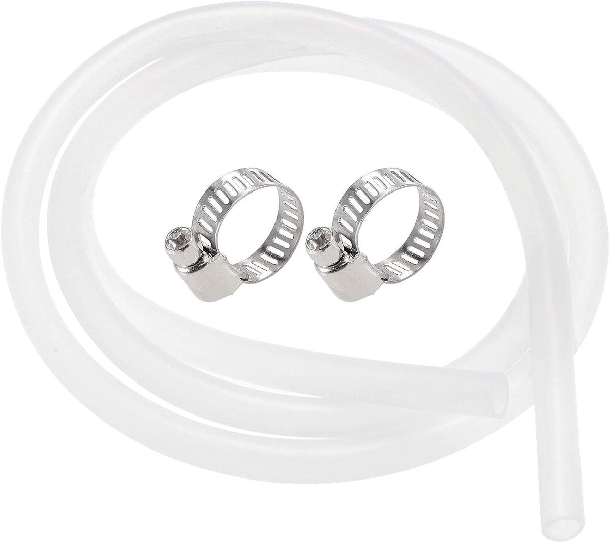 Silicone Tubing 3/8"(10mm) ID 1/2"(12mm) OD 5ft(1.5m) Silicone Rubber Tube Air Hose Water Pipe Clear with Clamps