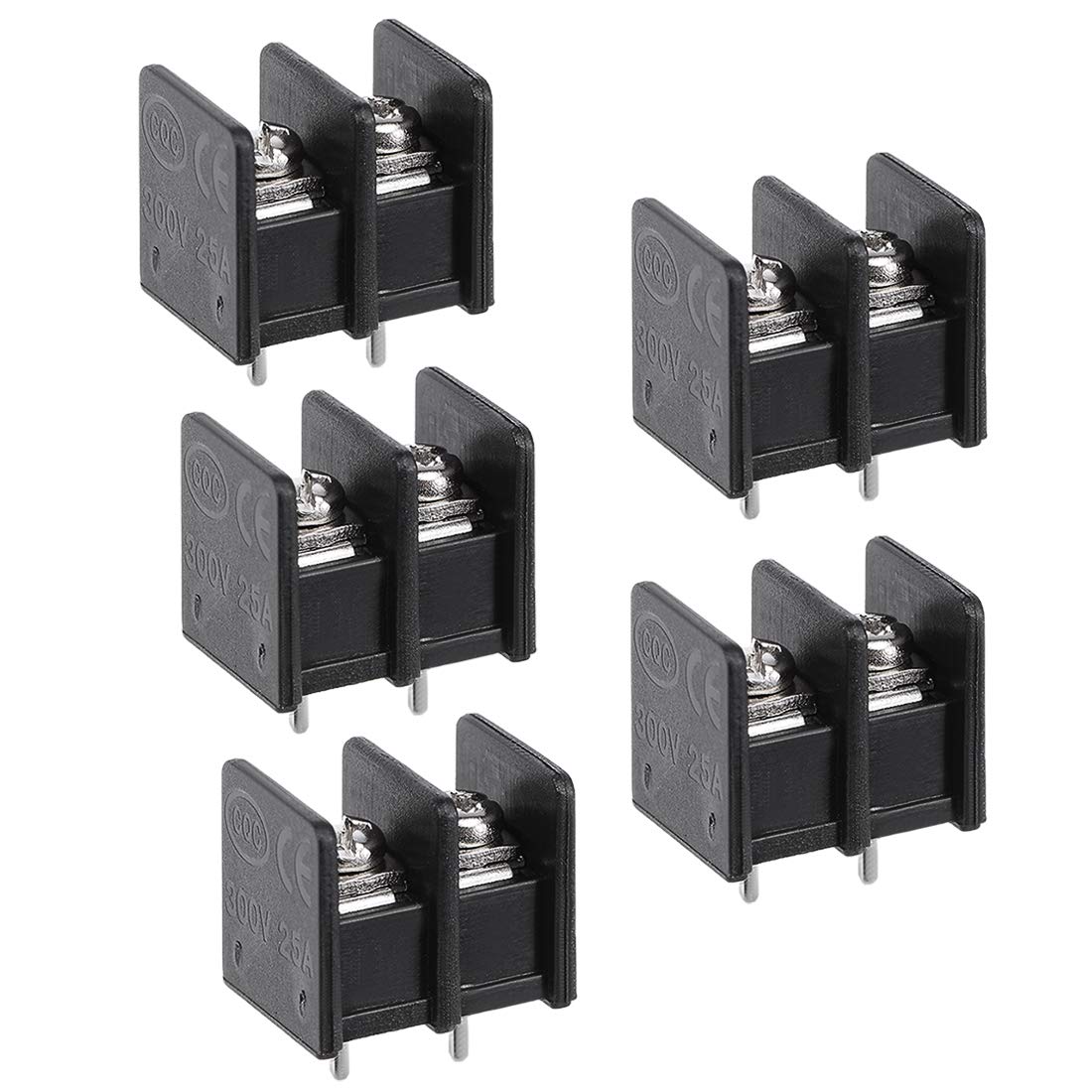 10Pcs AC 300V 25A 7.62mm Pitch 2P Flat Angle Needle Seat Fence Type Terminal