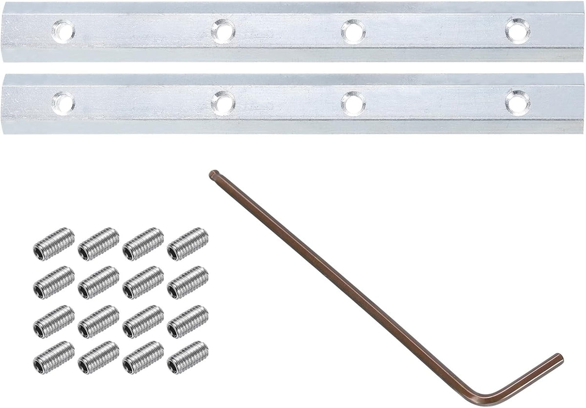2pcs 40 Series Straight Line Connector 4 Inch with M6 Mounting Screws and Wrench Corner Bracket for T/V Slot 4040 Series Carbon Steel Extrusion Profile, Silver Tone