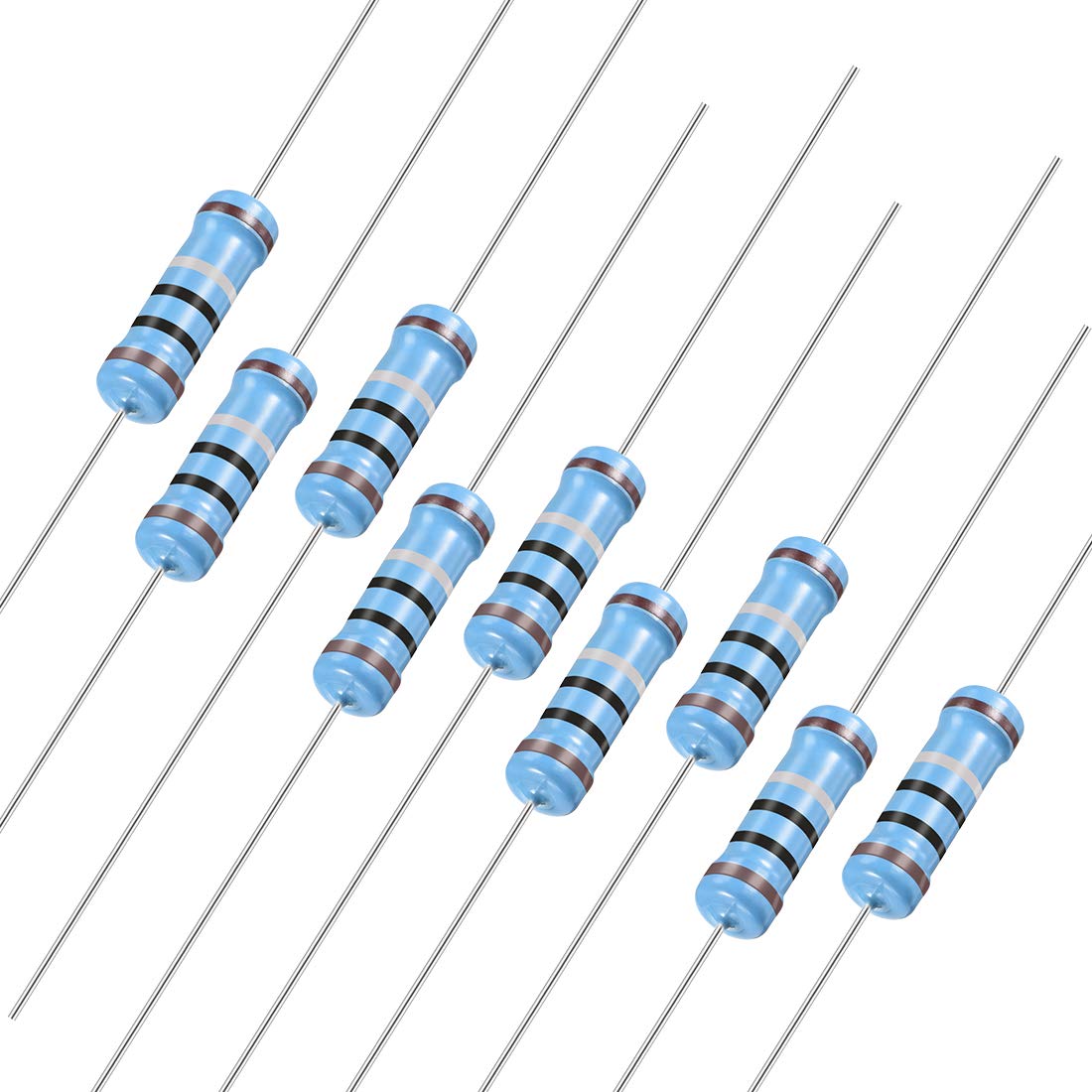 100Pcs 1 Ohm Resistor, 3W 1% Tolerance Metal Film Resistors, Lead, 5 Bands for DIY Electronic Projects and Experiments