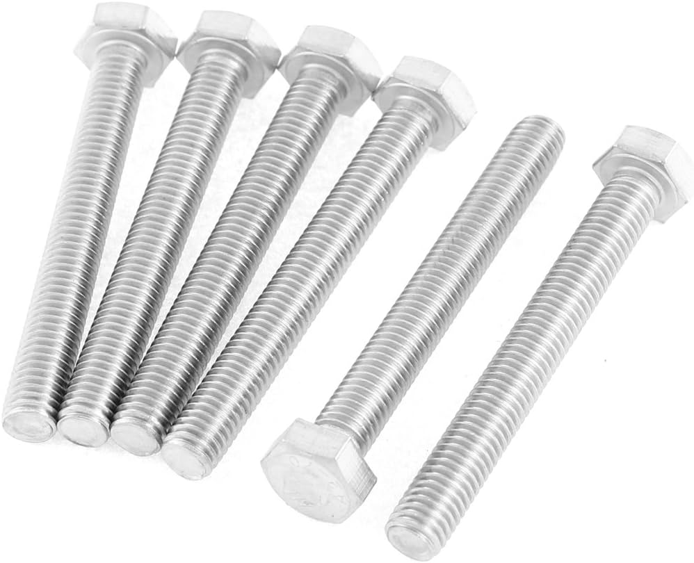 M8 x 65mm Fully Threaded 304 Stainless Steel Hex Head Screw Bolt 6 Pcs
