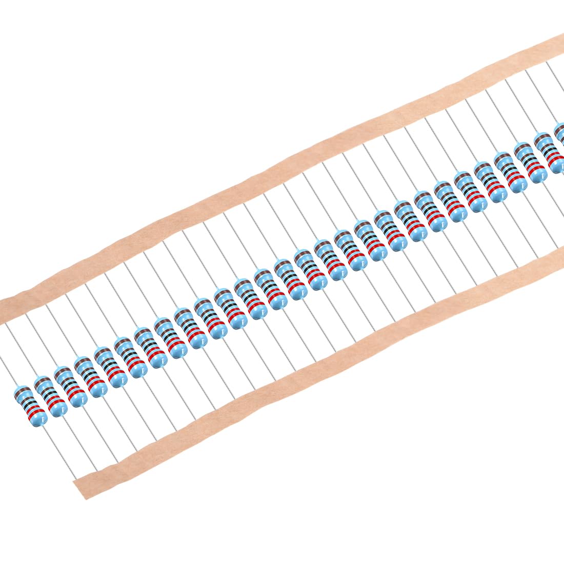 100Pcs 2.2K Ohm Resistor, 1/2W 1% Tolerance Metal Film Resistors, Lead, 5 Bands for DIY Electronic Projects and Experiments