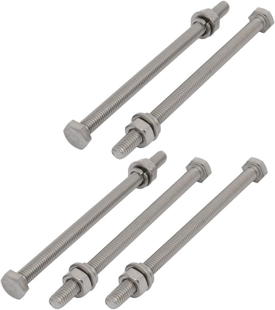 5 Set M6x100mm 316 Stainless Steel Hex Bolts w Nuts and Washers Assortment Kit
