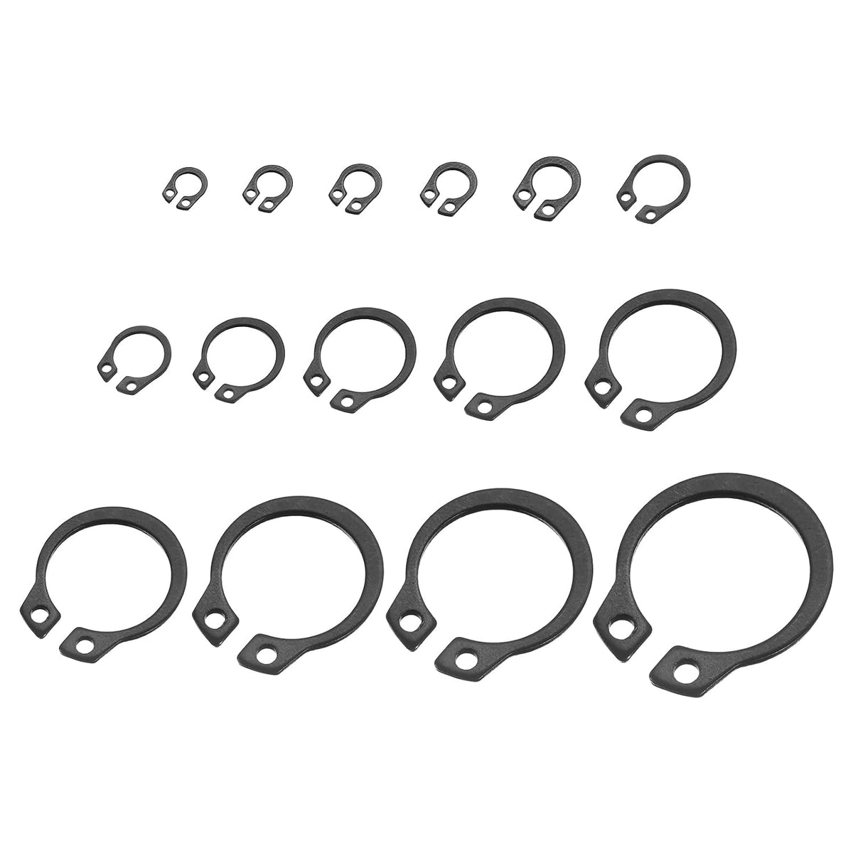 255 Pcs External Retaining Rings, 15 Sizes 65Mn Carbon Steel External Circlip Snap Rings Assortment Kits Round Wire Snap Rings for Valves Electrical Appliances
