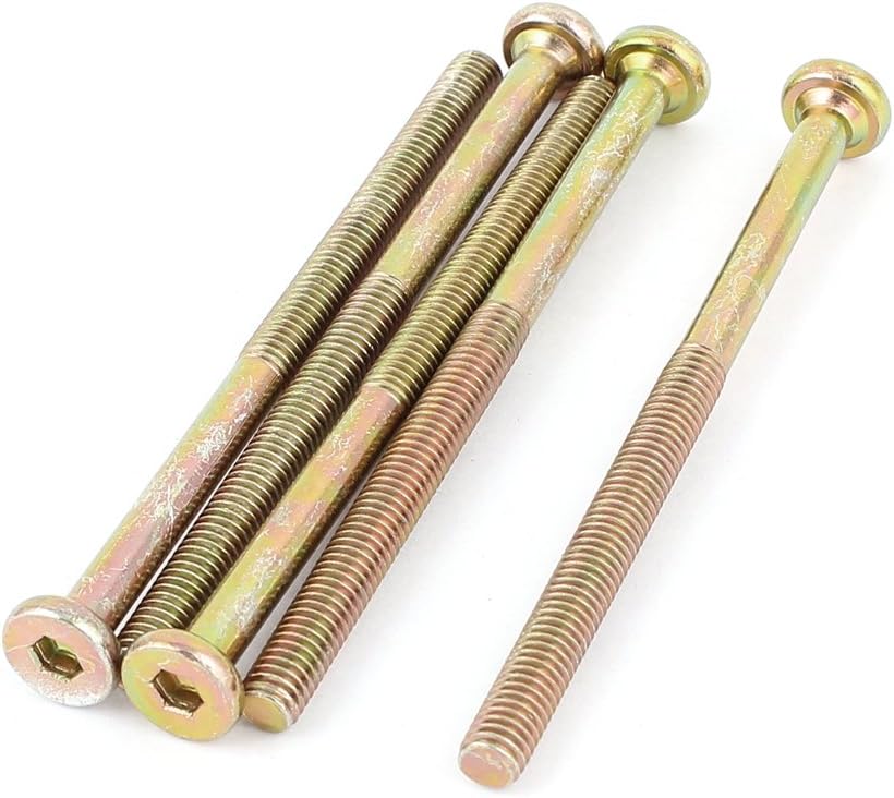 M6x90mm Male Thread Hex Socket Head Cap Screws Bolts Bronze Tone 5 Pcs