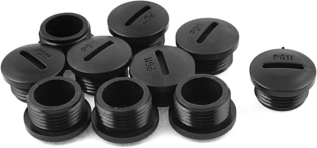 10pcs PG11 Black Nylon Blanking Cap Screw End Threaded 18.6mm x 8mm