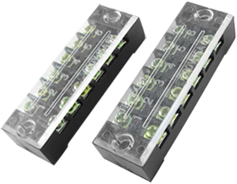 2 Pcs 6 Position Covered Screw Terminal Strip 600V 15A