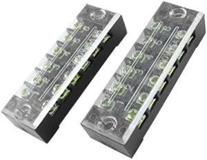 2 Pcs 6 Position Covered Screw Terminal Strip 600V 15A